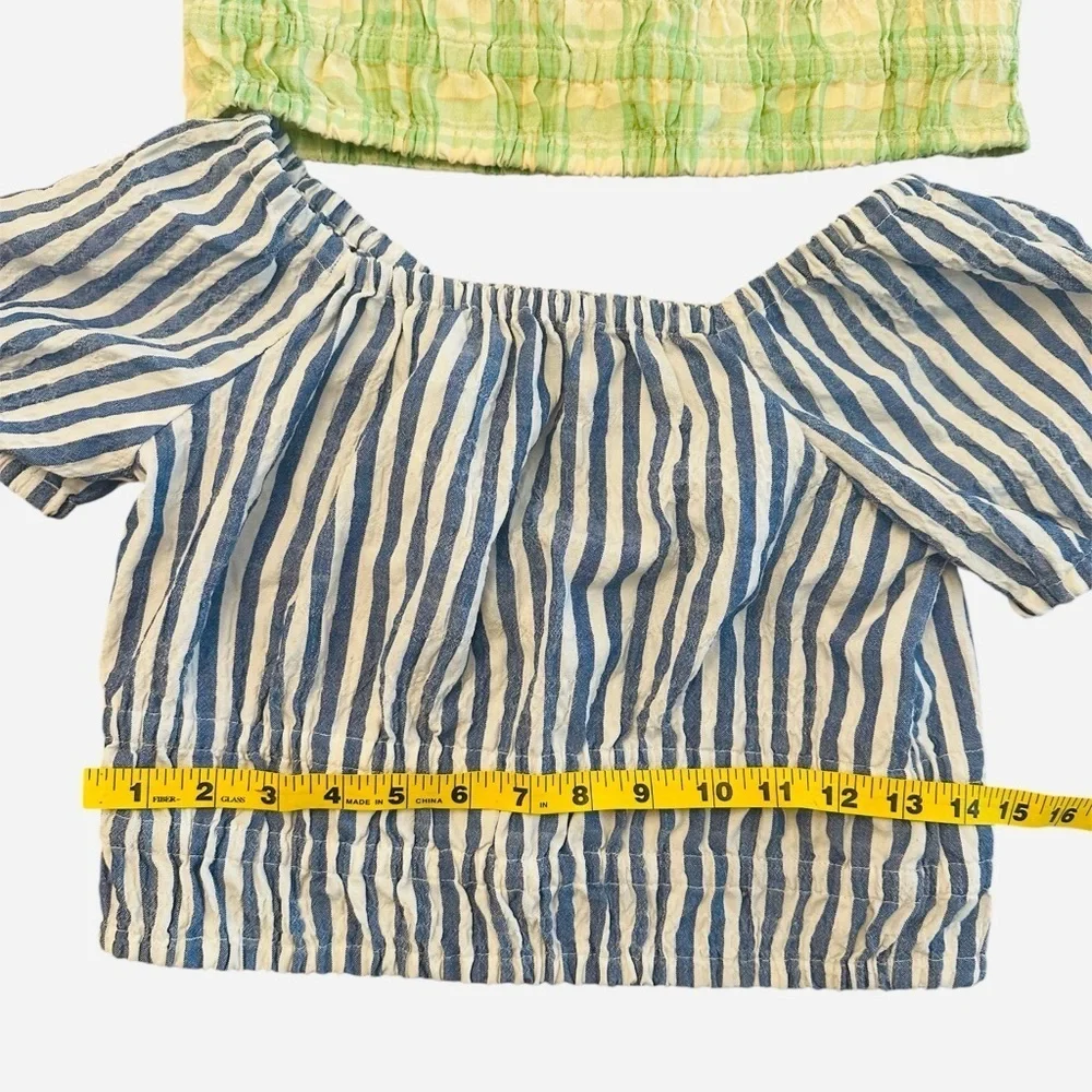 Old Navy Gap Smocked Crop Top Shirt Puff Short Sleeves Girls XL 14/16
